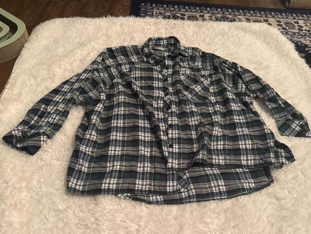 Urban Outfitters Brendan Drapey Green Plaid Flannel Button Up Shirt
